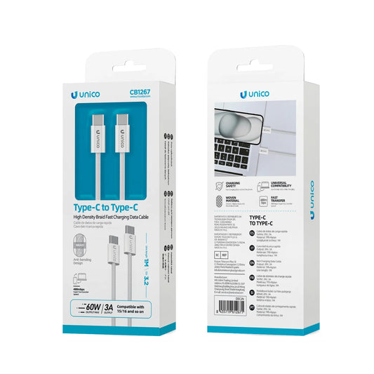 Único - Cable de carga rápida y datos - USB type-C a type-C