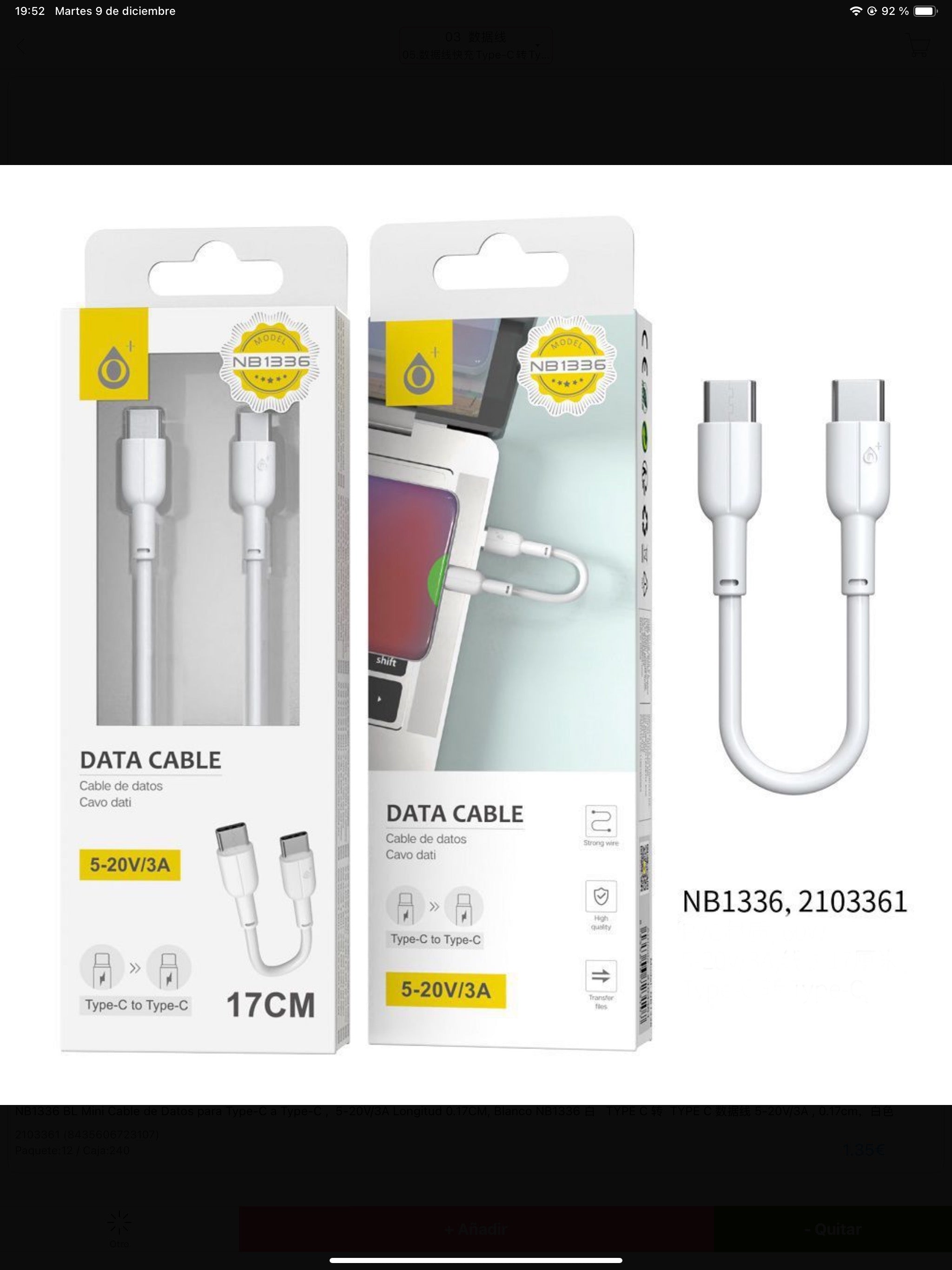 OnePLUS - Cable de datos con dos conectores de Type-C