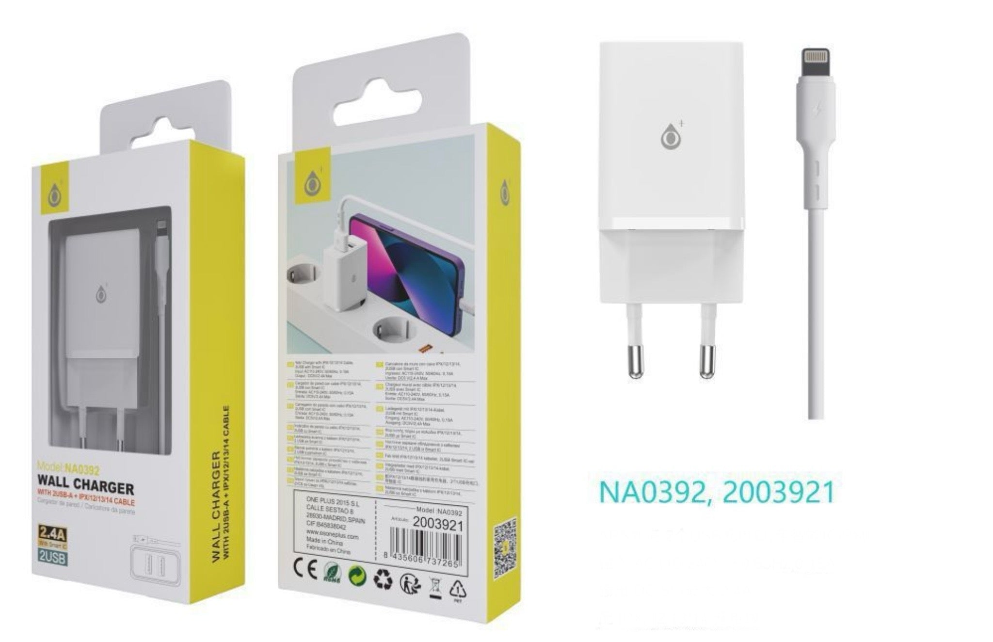 OnePLUS - cargador de pared + cable Lightning