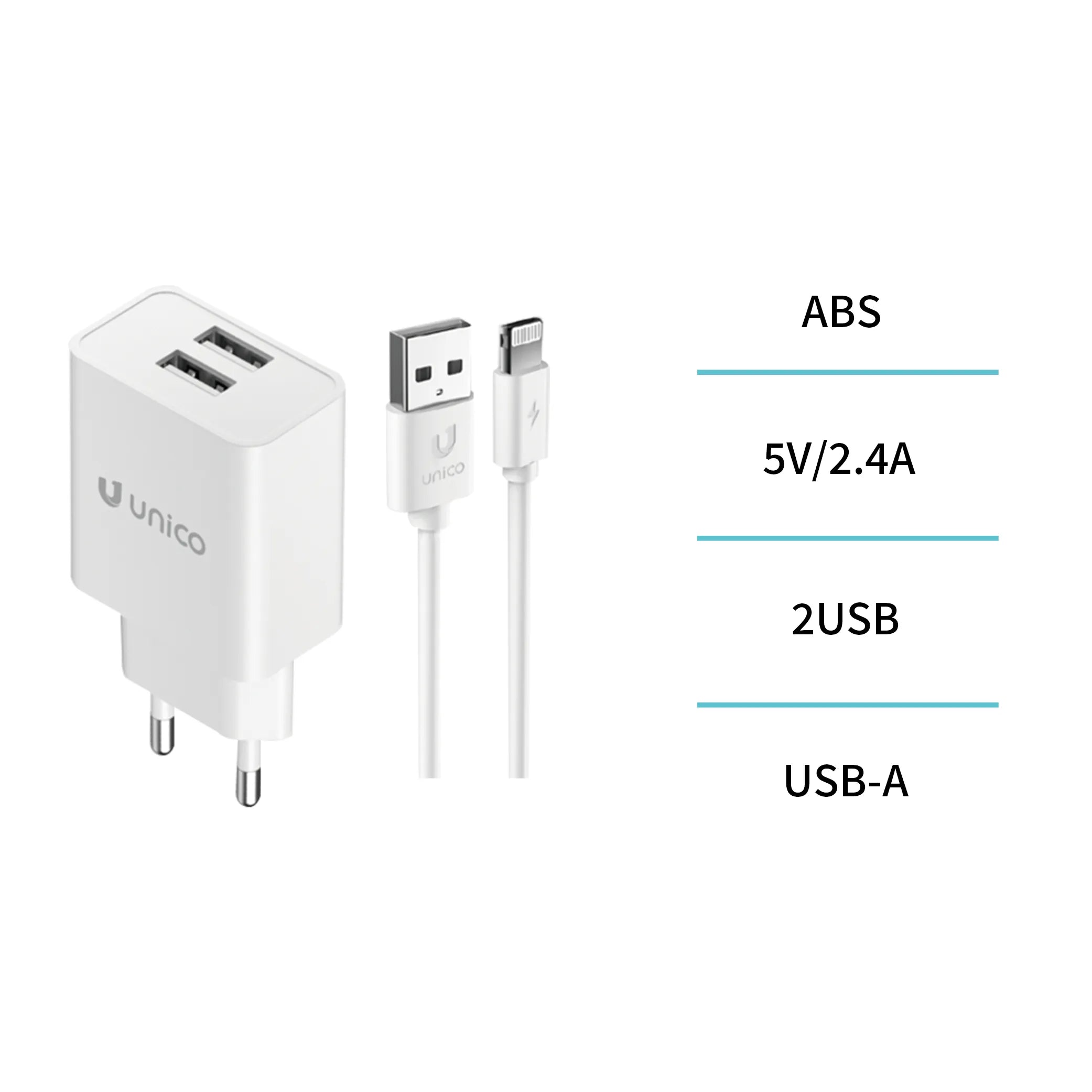 Único - Kit de cargador de Viaje con cable lightning