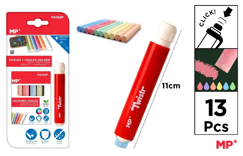 MP -  TIZAS DE COLORES CON PORTA TIZA