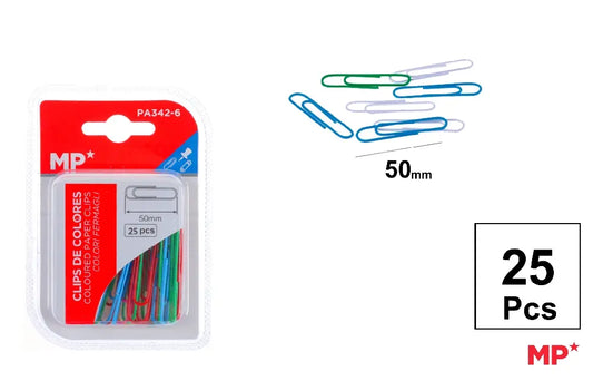 MP - CLIPS DE COLORES 50 mm 25 Uds