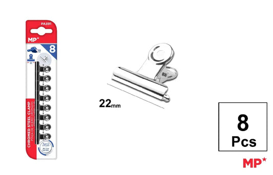 MP - PINZA DE ACERO CROMADO 22 mm 8 Uds