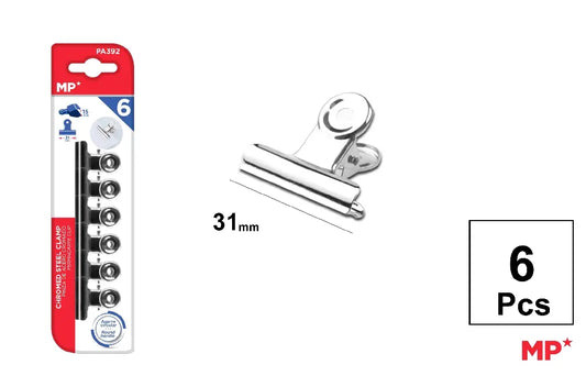 MP - PINZA DE ACERO CROMADO 31 mm 6 Uds