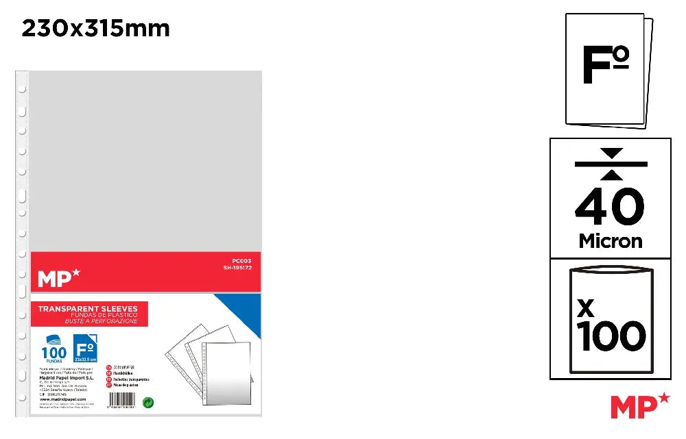 MP - FUNDAS Fº 100 Uds. CRISTAL