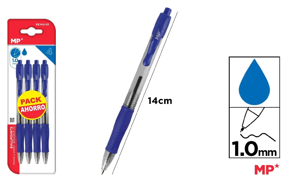 MP - BOLÍGRAFOS PUNTA 1.0 mm 4 Uds