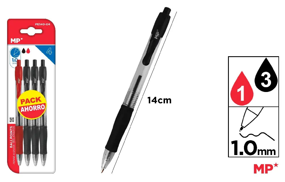 MP - BOLÍGRAFOS PUNTA 1.0 mm 4 Uds