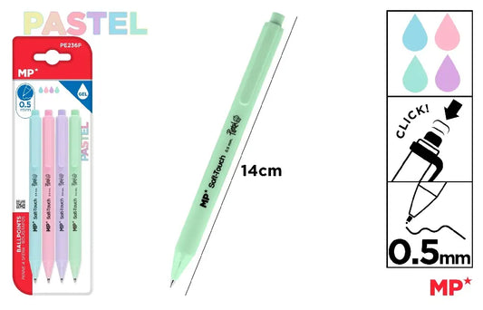 BOLÍGRAFO TINTA GEL PASTEL 0.5 mm 4 Uds