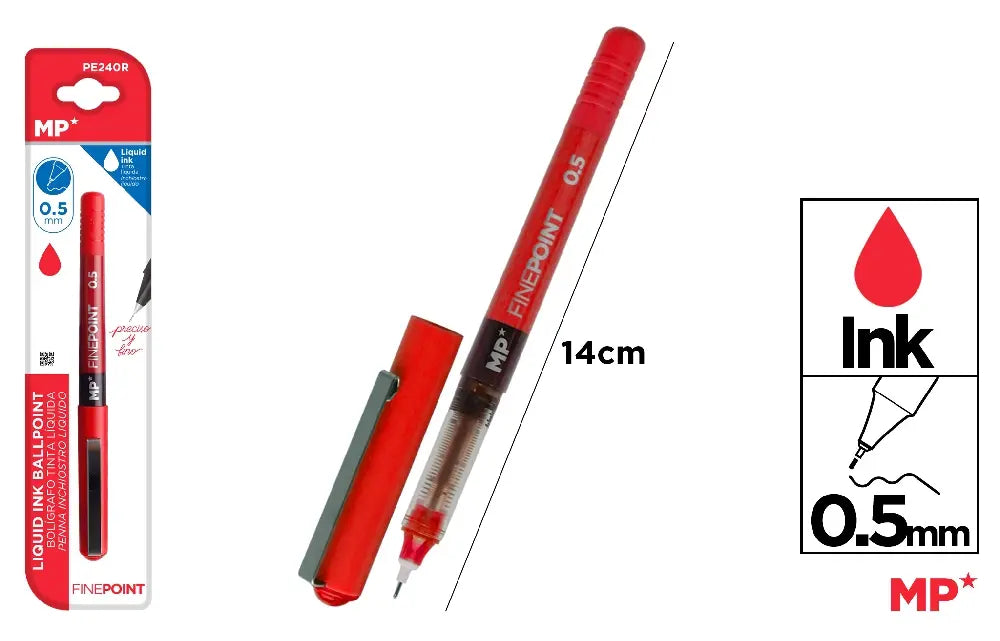 BOLÍGRAFO TINTA LÍQUIDA PUNTA AGUJA ROJO