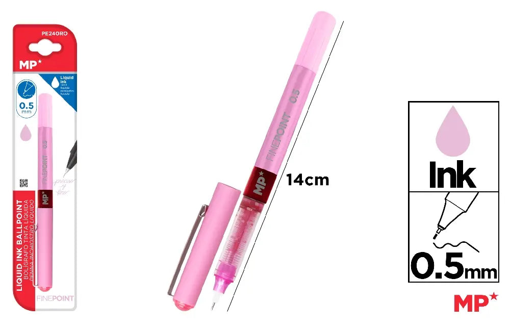 MP - BOLÍGRAFO TINTA LÍQUIDA PUNTA AGUJA ROSA