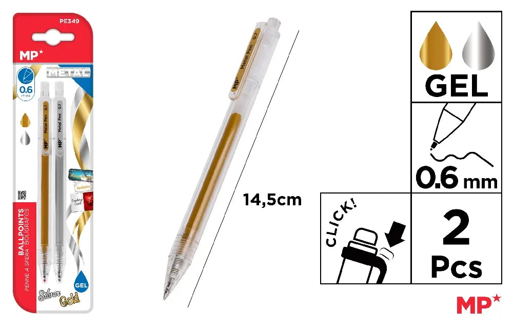 Mp - BOLÍGRAFOS TINTA GEL DORADO Y PLATEADO