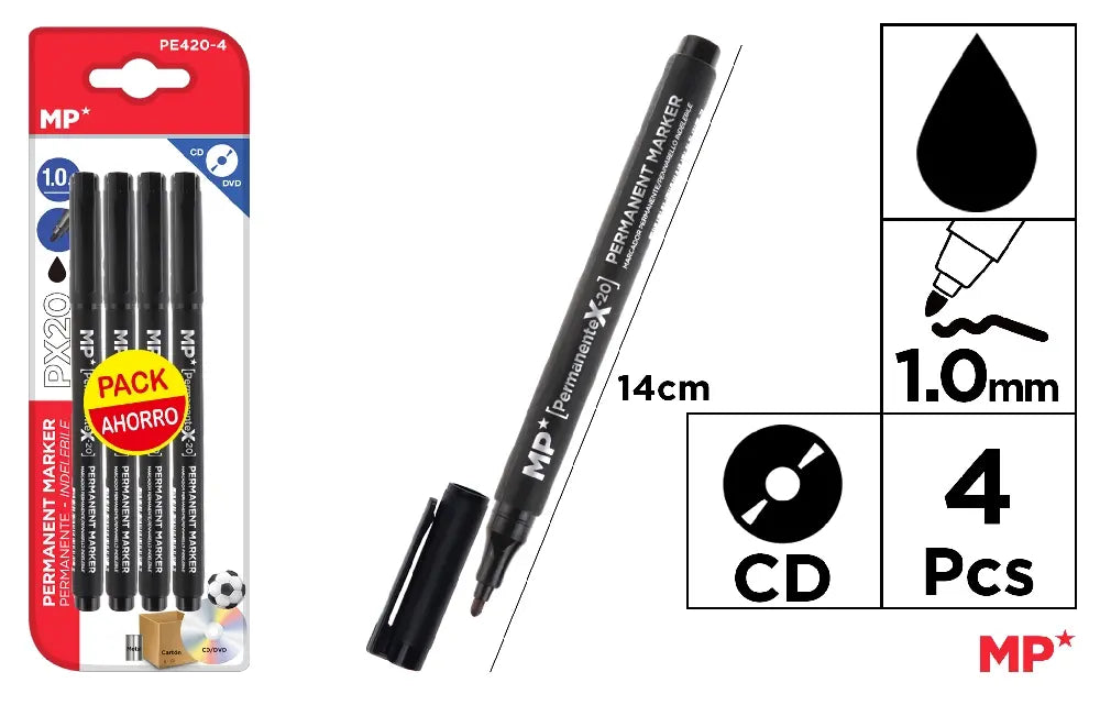 MP - MARCADOR CD PUNTA MEDIA 4 Uds