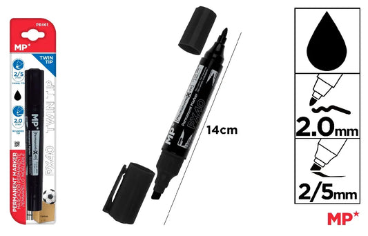 MP - MARCADOR PERMANENTE DOBLE PUNTA NEGRO