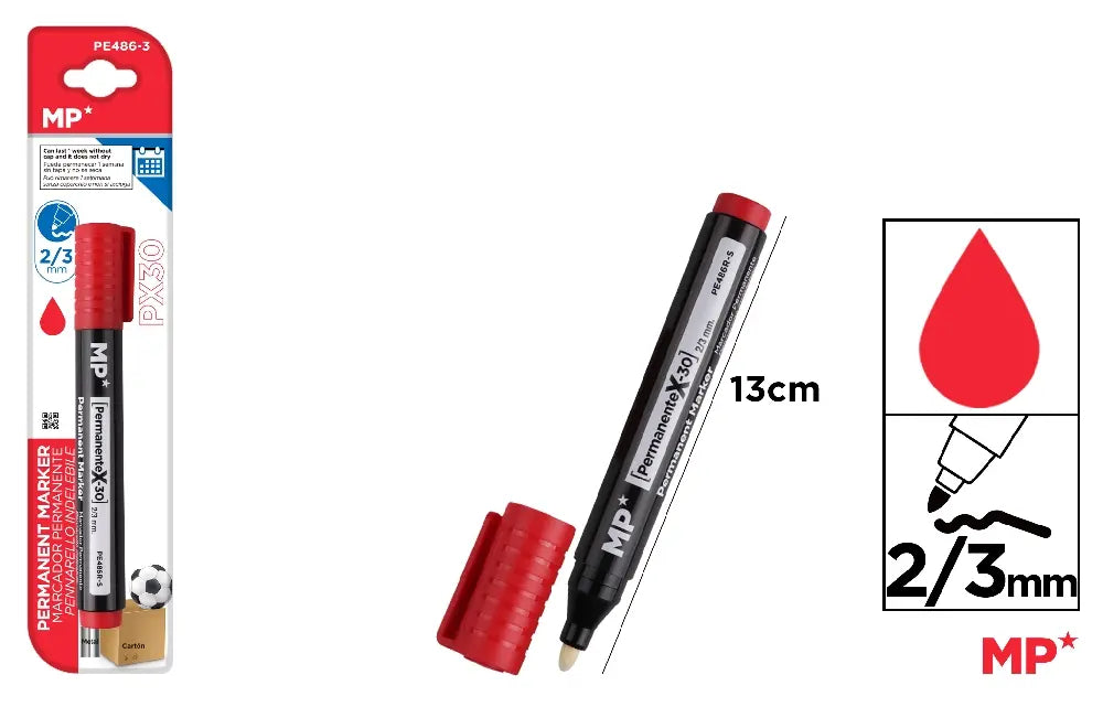 MP - MARCADOR PERMANENTE ROJO NO DRY