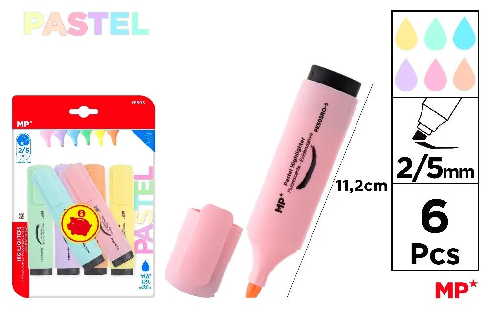 MP - MARCADOR PASTEL 6 Uds. PACK AHORRO