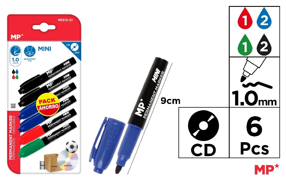 MP - MARCADOR PERMANENTE MINI 6 Uds