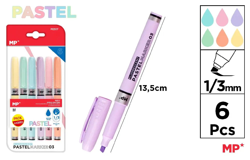MP - MARCADOR PASTEL 6 Uds. PACK AHORRO