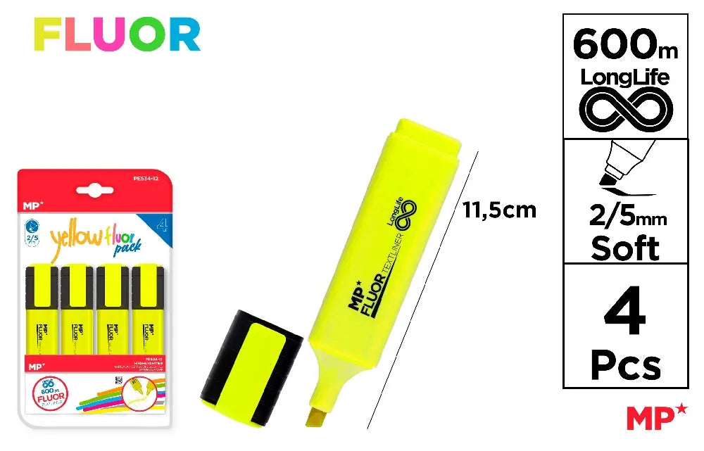 MP - MARCADOR YELLOW FLUOR PACK 4 Uds