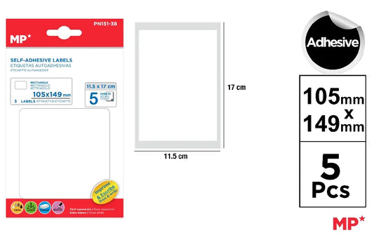MP -  ETIQUETAS BLANCAS ø 105 x 149 mm 5 Uds