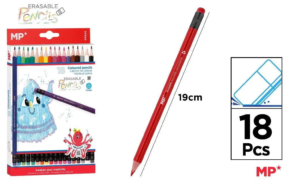 MP - LAPICEROS DE COLORES BORRABLES 18 Uds
