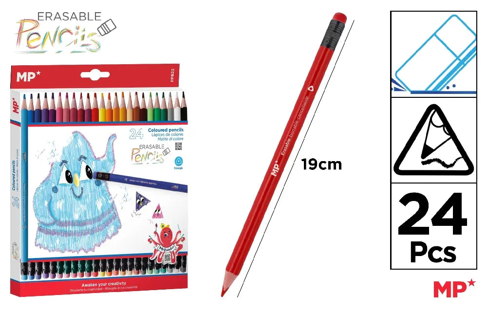 MP - LAPICEROS DE COLORES BORRABLES 24 Uds