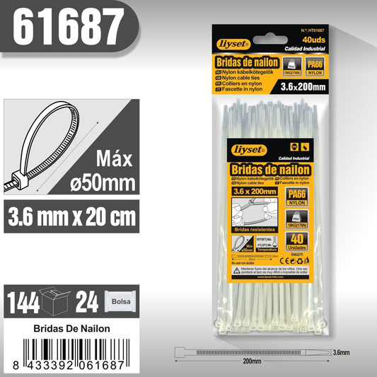 Liyset - Bridas de Nailon 3.6 x 200mm