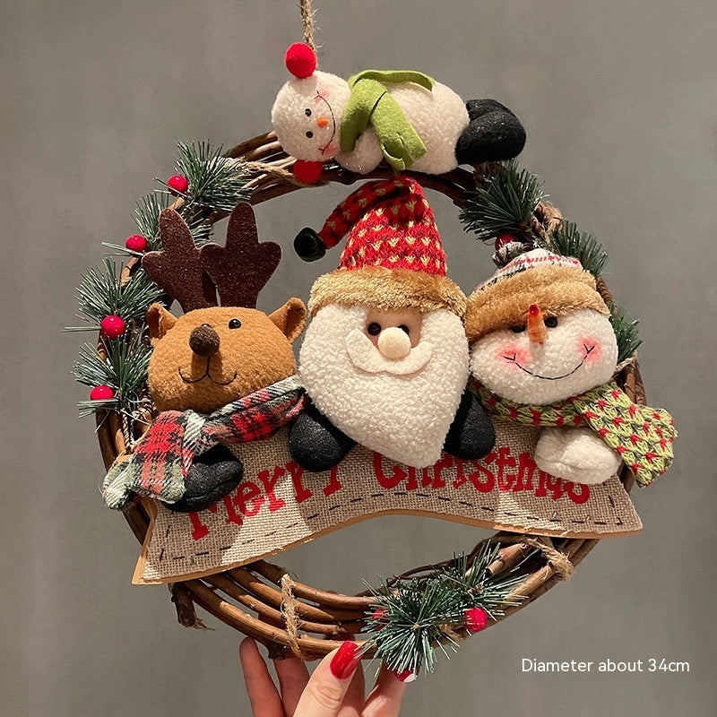 Navidad - Colgante con adornos de anillo de vid navideña - Zhibo