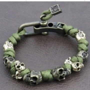 Brazalete de cuerda con adorno de calavera - Zhibo
