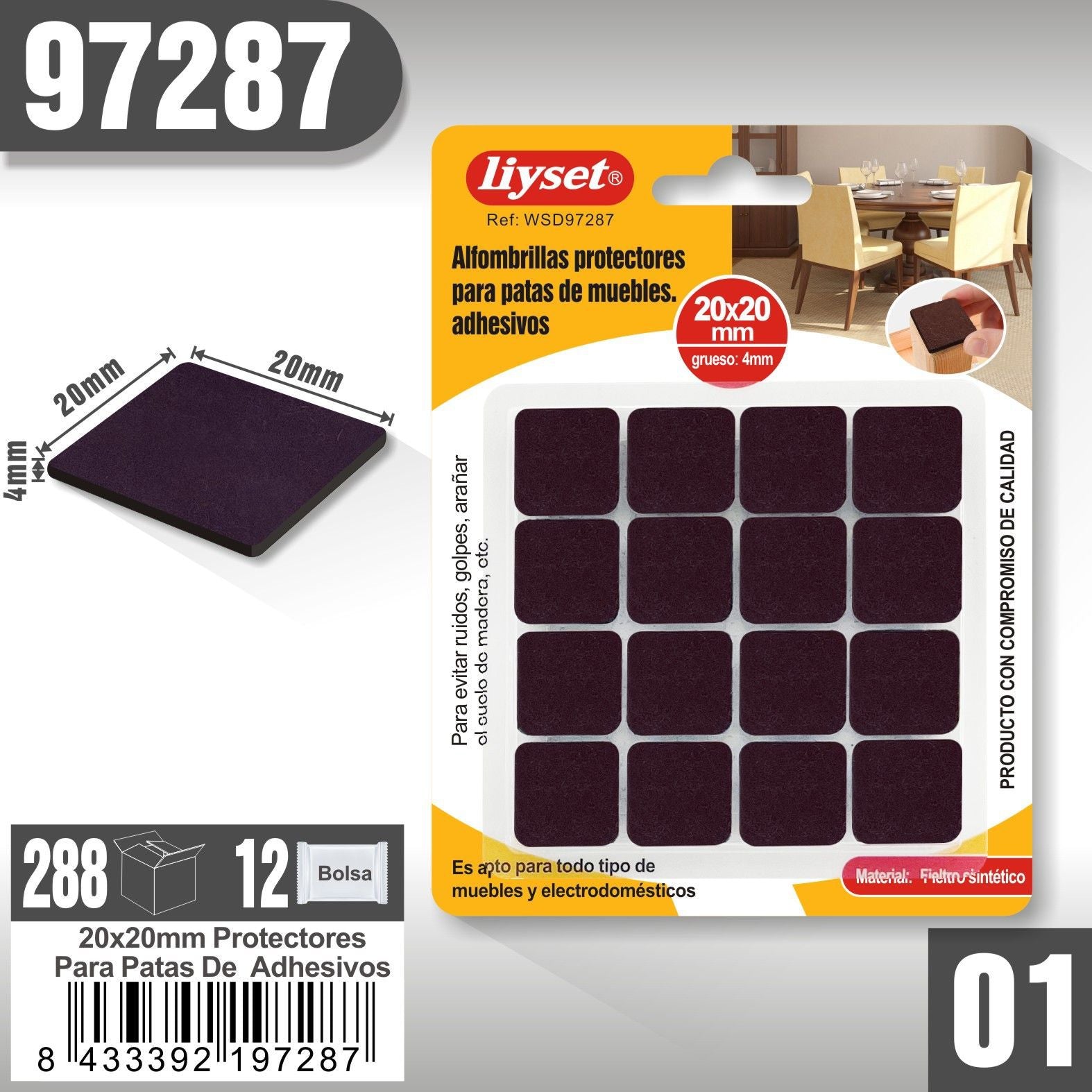 Liyset - Alfombrilla protectora para Patas de Muebles