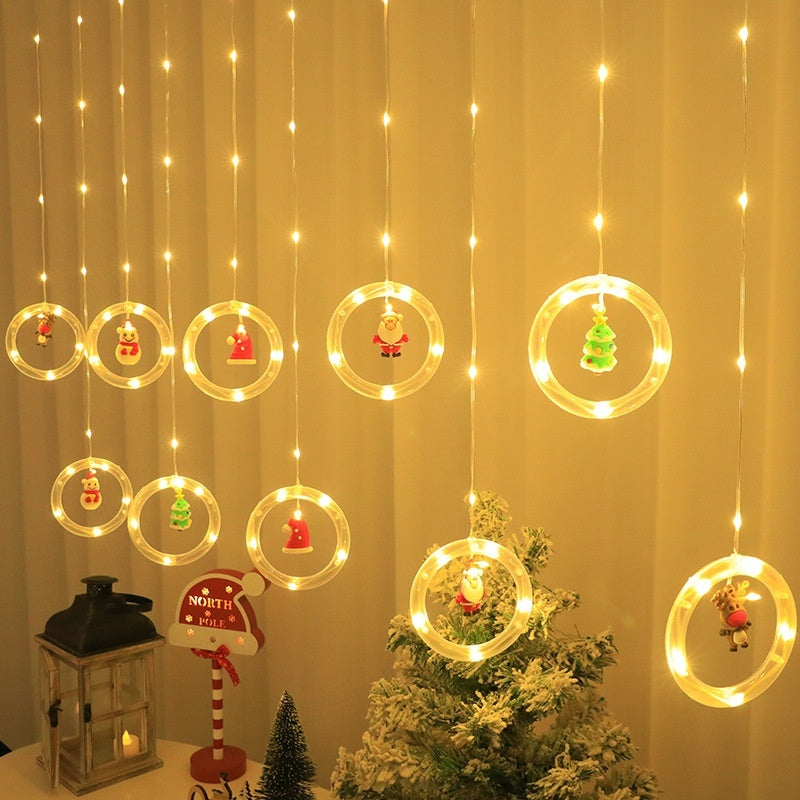 LED Christmas Curtain Lights, Indoor Scene Decoration, Creative Curtain Lights, Christmas Atmosphere Flashing Lights - Zhibo