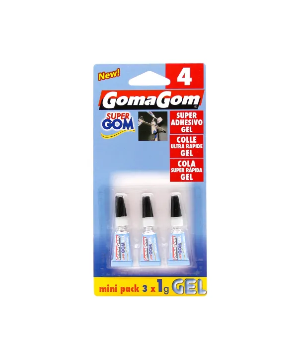 GomaGom - SUPER ADHESIVO INSTANTÁNEO GEL 1g (3) Monodosis