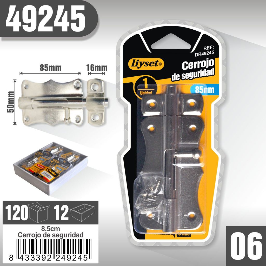 Liyset - Cerrojo de Seguridad 85 x 50 x 16mm