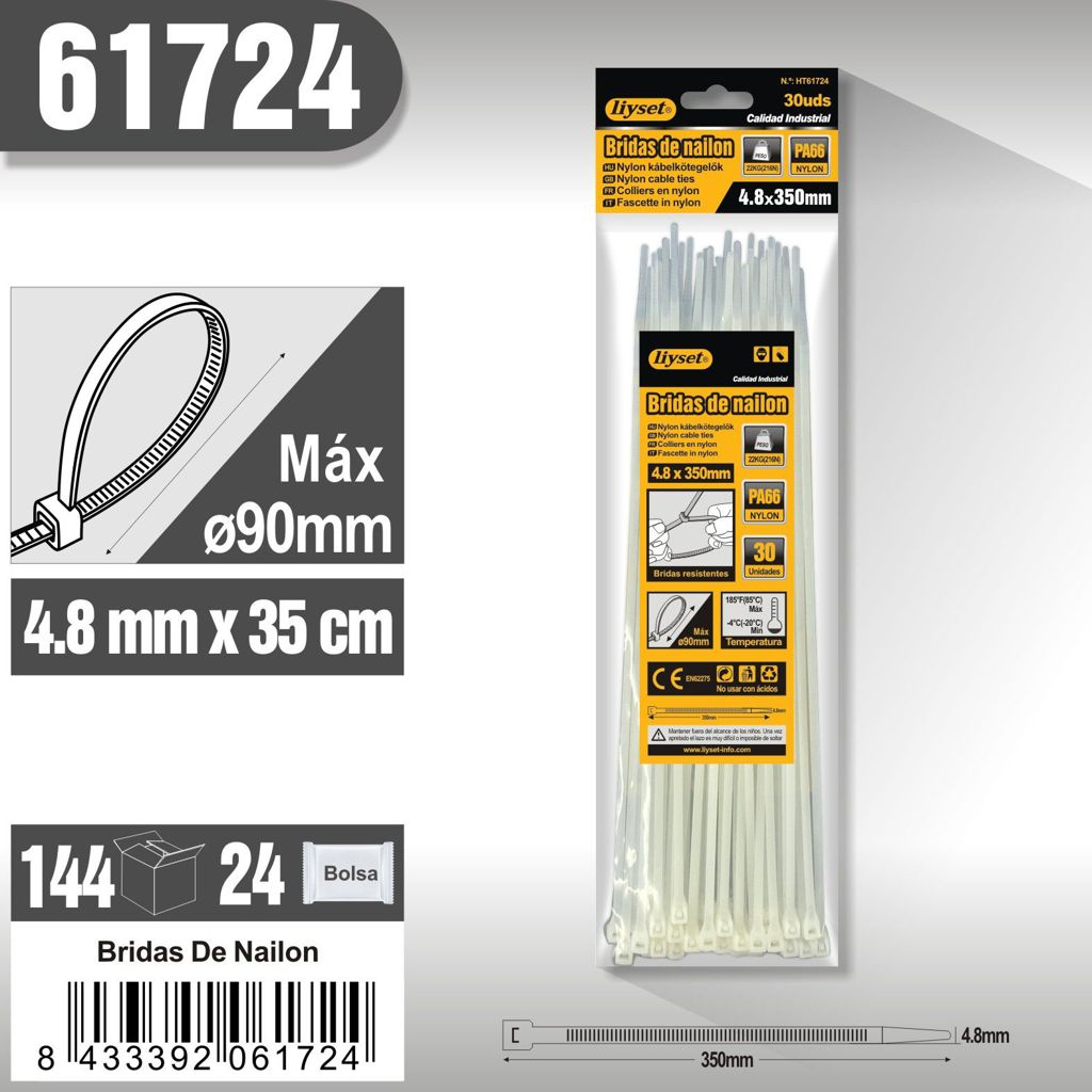 Liyset - Bridas de Nailon 4.8 x 350mm