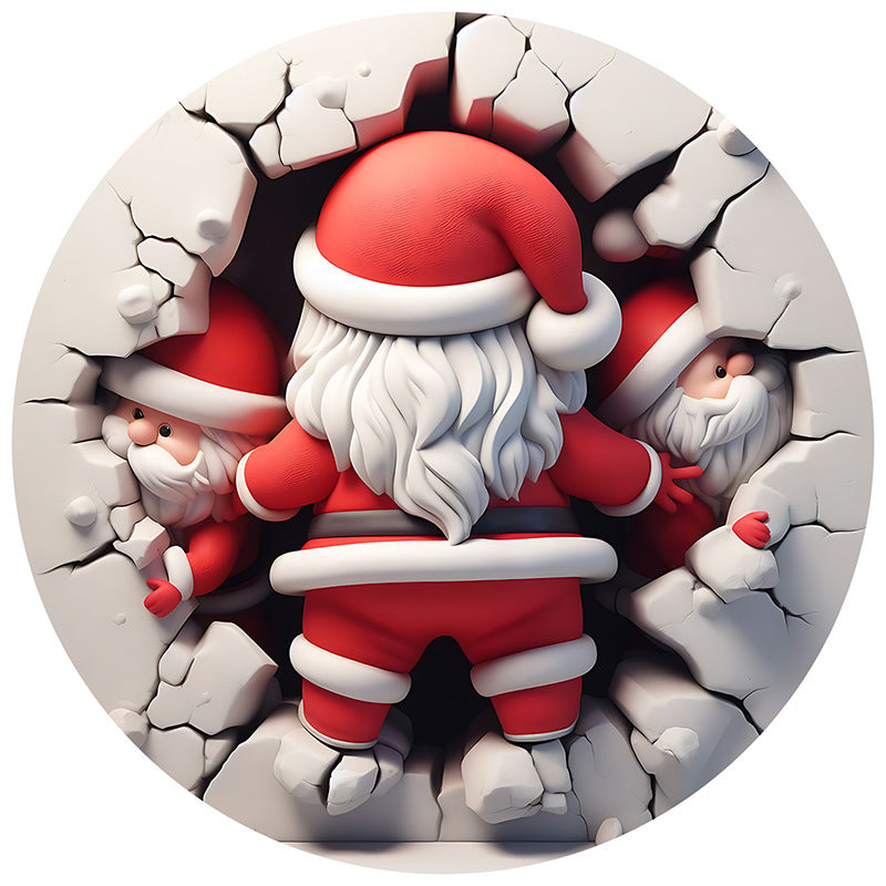 Navidad - Adornos redondos de acrílico de Papá Noel - Zhibo