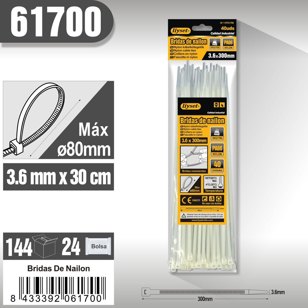 Liyset - Bridas de Nailon 3.6 x 300mm