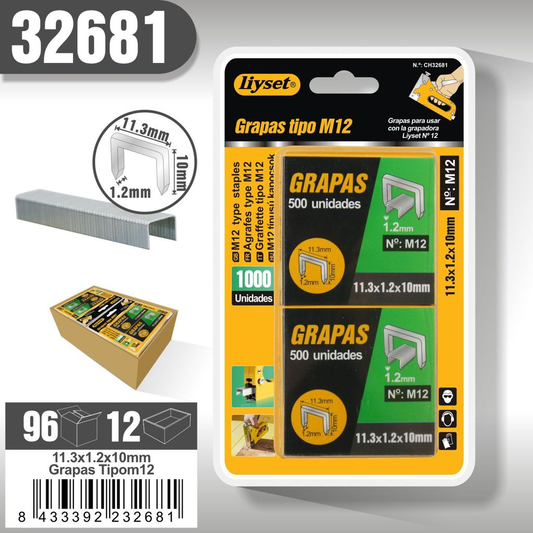 Liyset - Grapas tipo M12 11.3 x 1.2 x 10mm