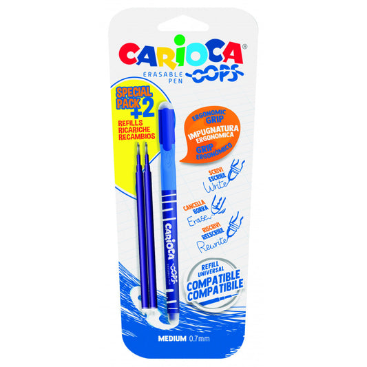 Carioca - Bolígrafo Borrable Oops Azul + Recargas