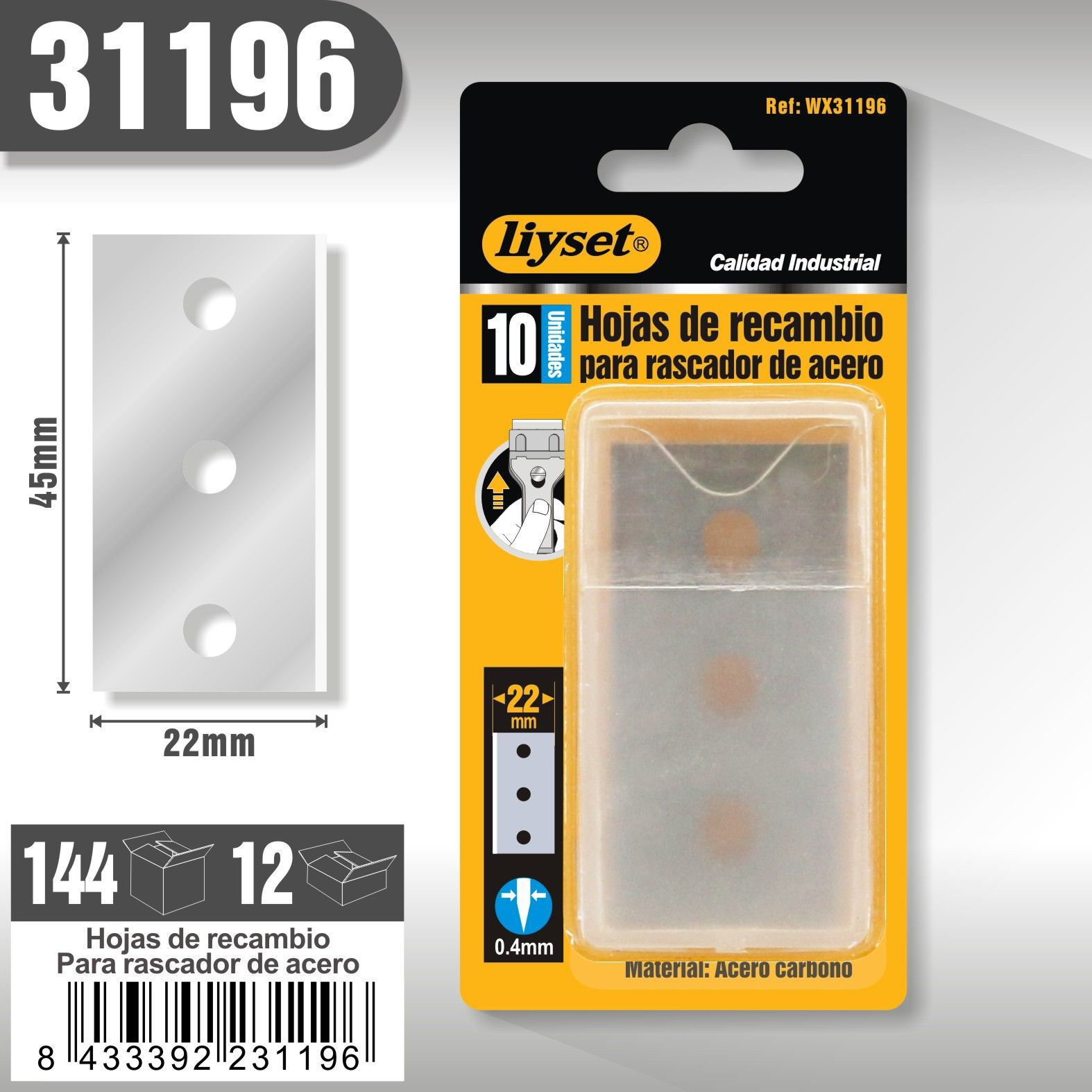 Liyset - Hojas de Recambio para Rascador de Acero