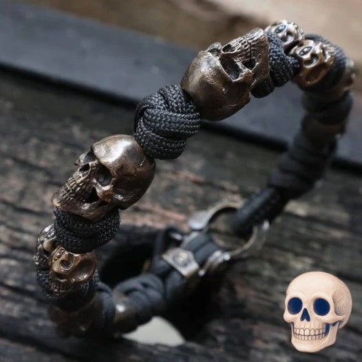 Brazalete de cuerda con adorno de calavera - Zhibo