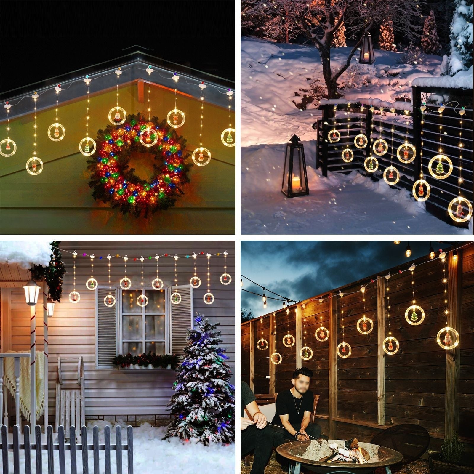 LED Christmas Curtain Lights, Indoor Scene Decoration, Creative Curtain Lights, Christmas Atmosphere Flashing Lights - Zhibo