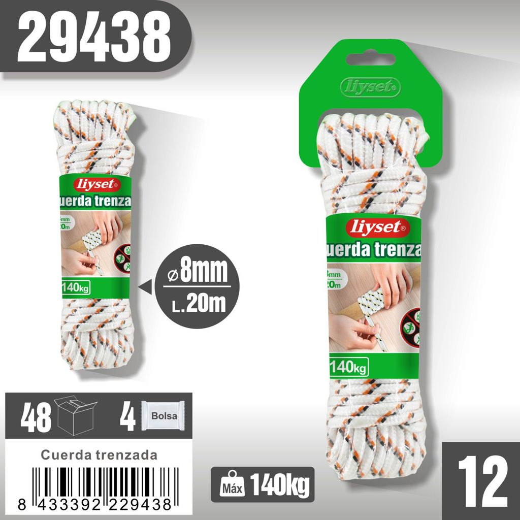 Liyset - Cuerda trenzada multiusos (8mm x 20m)