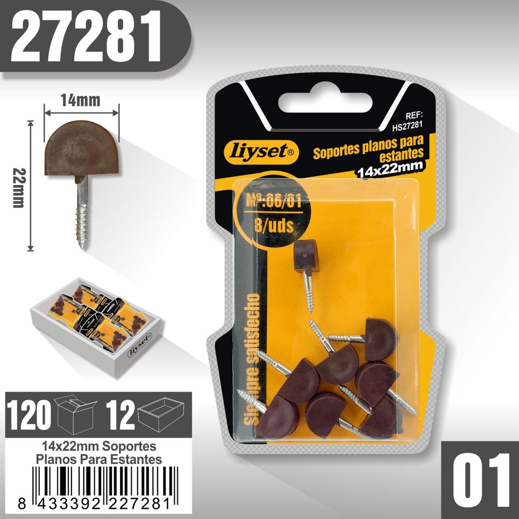 Liyset - Soportes Planos para Estantes 14 x 22mm
