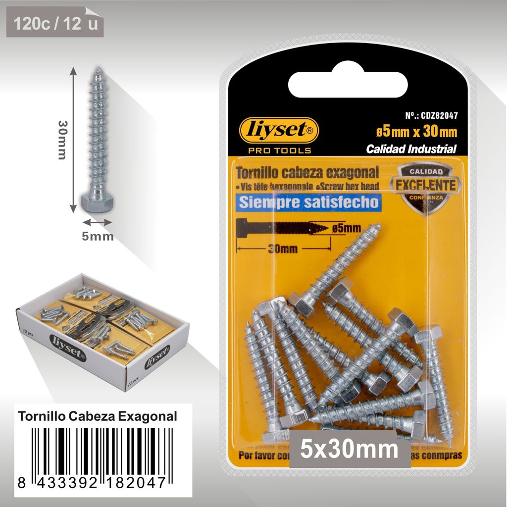 Liyset - Tornillo Cabeza Hexagonal 5x30mm
