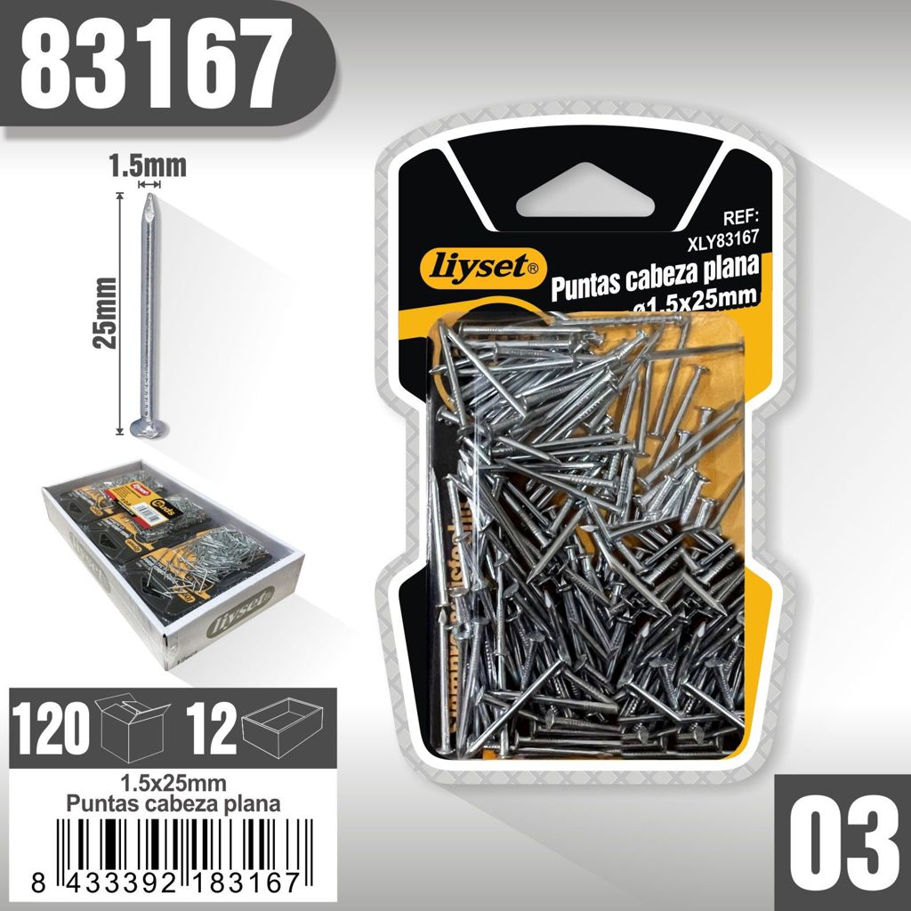 Liyset - Puntas Cabeza Fina 1.5 x 25mm