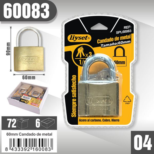 Liyset - Candado de Metal 60 x 90mm