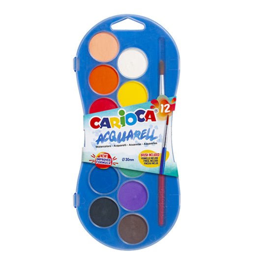 Carioca - Estuche Plástico Acuarela 12uds Ø 30 mm