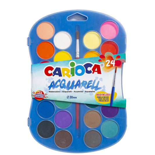 Carioca - Estuche Plástico Acuarela 24uds Ø 30 mm