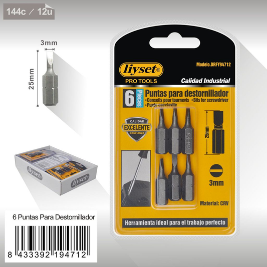 Liyset - Puntas para Destornillador 3mm