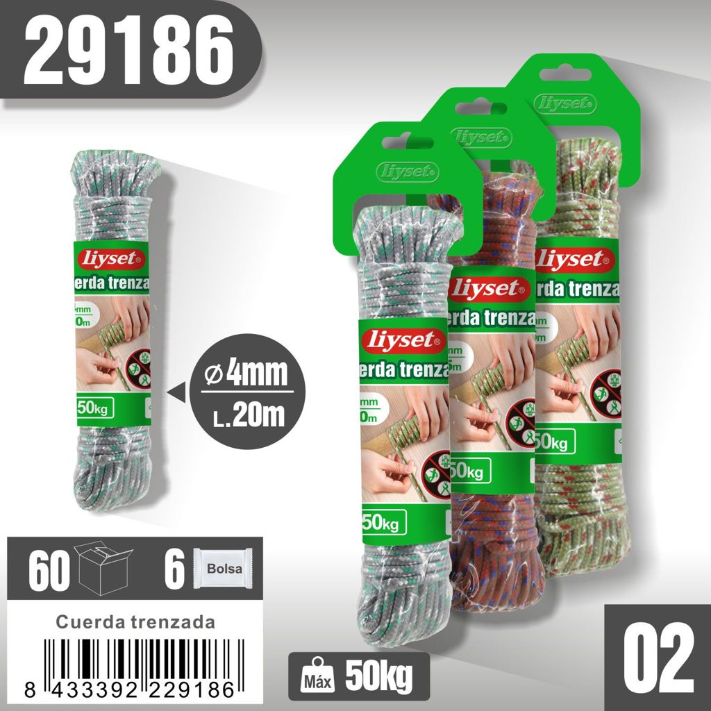 Liyset - Cuerda trenzada multiusos (4mm x 20m)