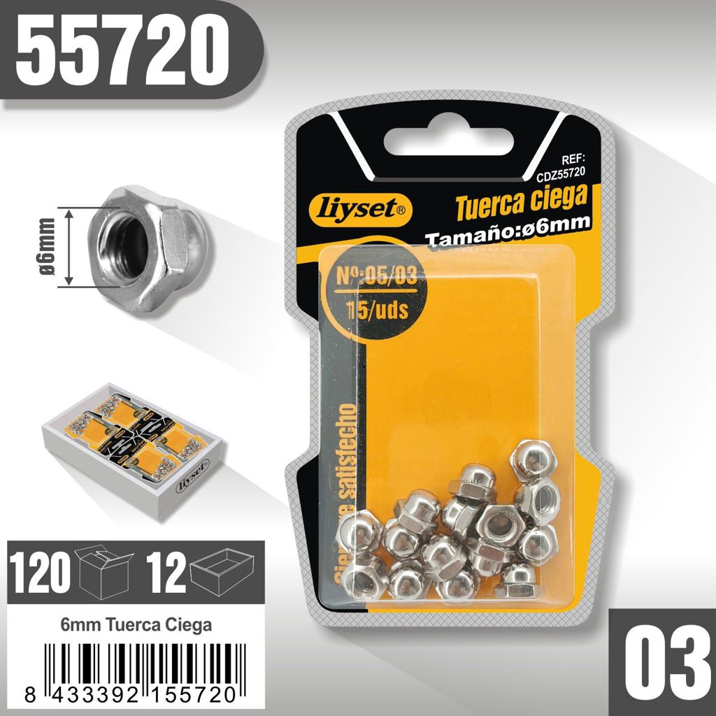 Liyset - Tuercas Ciegas 6mm